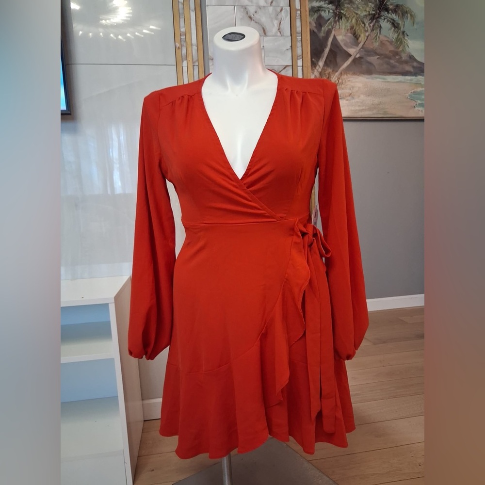 Altar'd State Terracotta Long Sleeve Wrap Dress
